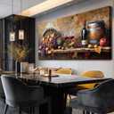 XIGUANGART Wall Art for Kitchen Grape Barrel Painting Red Wine Glass Artwork Prints for Dinning Room Bar Large Canvas Wall Decor for Living Room Office Fruit Still Life Picture Modern Home Decoration, 48"L x 24"W