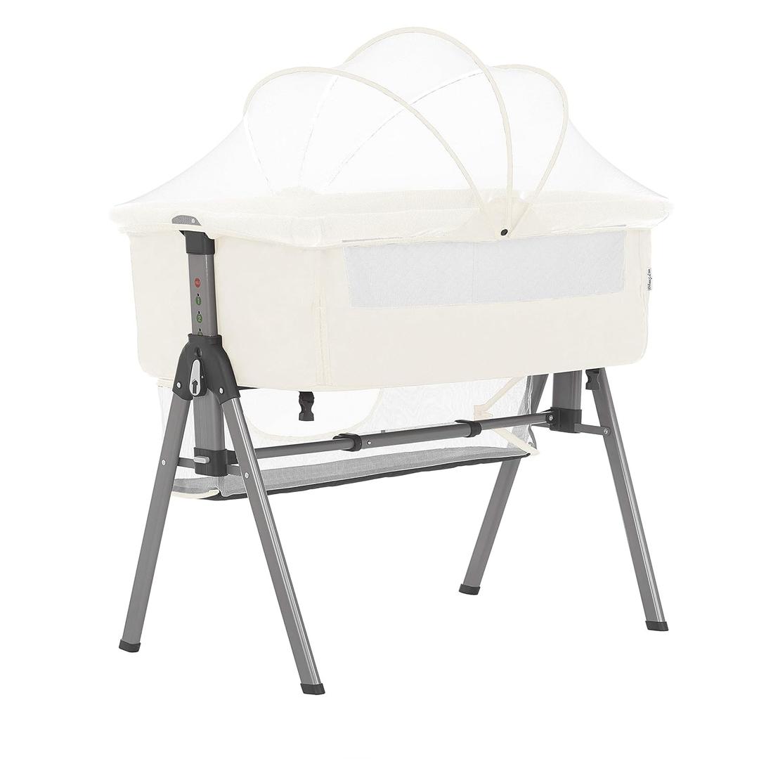Dream On Me Lotus Bassinet and Bedside Sleeper in Ivory, Lightweight and Portable Baby Bassinet, Adjustable Height Position, Easy to Fold and Carry Travel Bassinet- Carry Bag Included Small