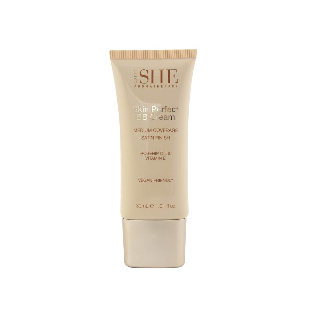 Om She Aromatherapy Skin Perfect BB Cream - Medium coverage, Satin Finish, made with Rosehip Oil - 1.01 Fl Oz