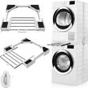 Washer Dryer Stacking Kit, Universal 29"/28"/27"/26"/25"/24" Stackable with Pull-Out Drying Rack, Adjustable Stacking Kit for Washer and Dryer, Connecting Frame with Ratchet Strap