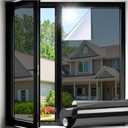 LUTE One Way Window Privacy Film, Window Tint for Home, Sun Blocking UV Heat Blocker, See Out Not in Reflective Mirror Film, Removable Static Cling Glass Door Cover, Black Silver, 35.4" x 118.1"