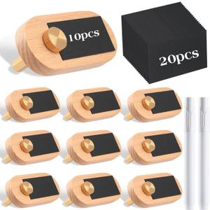 Qunclay Set of 10 Price Display Signs for Vendors Wooden Signs with Price Tag Paper and Pens Retail Display Tag Stands Food Name for Cafes, Shops, Boutiques