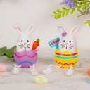 Lulu Home Easter Bunny Figurines, 2 Pack Resin Easter Egg Bunny Shelf Sitters with Dangling Legs, Modern Statue Easter Sculpture for Tabletop Centerpieces Window Sill Decorations