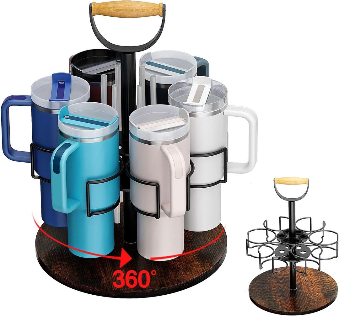 Stanley 40 oz Cup Organizer with Handle,360Rotatable Tumbler Cup Holder, Kitchen Water Bottle Storage Rack, Kitchen Storage Organizer, Stanley Cup Accessories