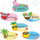 Henoyso 108 Pcs Summer Desk Name Tags for Classroom Hawaaii Beach Classroom Decor Locker Name Tags for Kindergarten, Preschool, 1st, 2nd & 3rd Grade Teacher Nameplates for Student