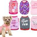 6 Pack Girl Dog Clothes for Girls Dog Shirts Extra Small Puppy T Shirt for Small Dogs XS Girl Clothes Dogs T-Shirt Chihuahua Yorkie Clothes, Large (Large (8.8-13.2lb), Vivid)