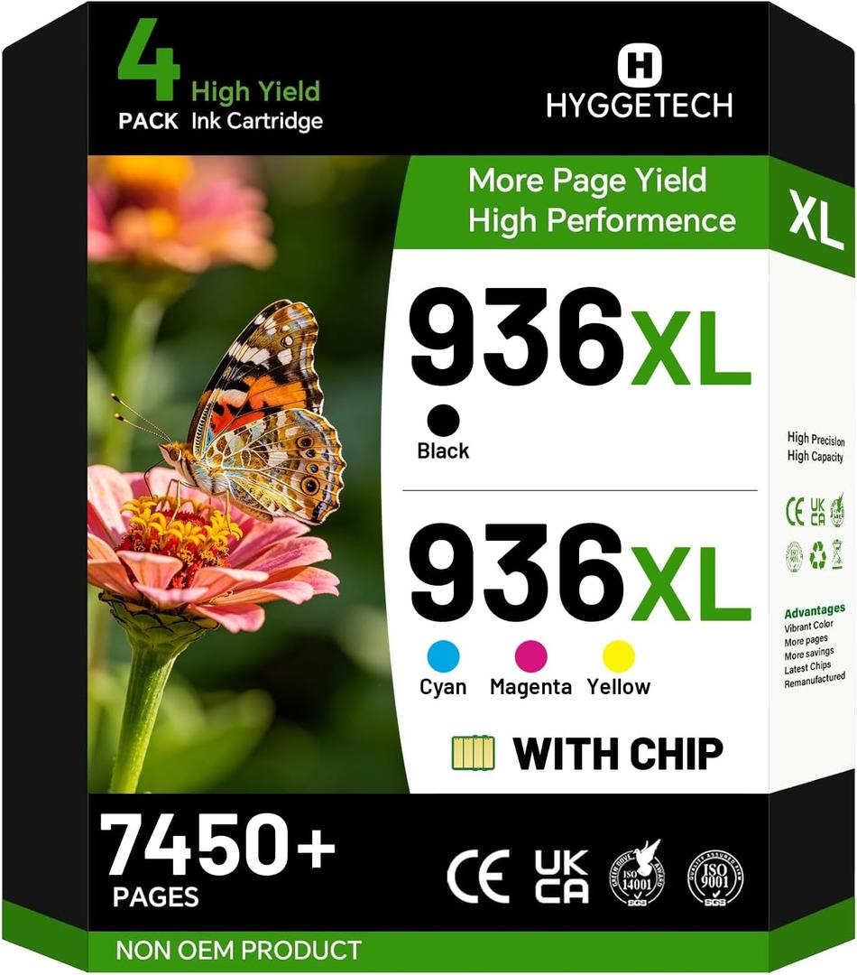 936XL Ink Cartridges Combo Pack Replacement for HP 936XL Ink Cartridges 936e 936 Ink Cartridges for HP Printers OfficeJet Pro 9110 9120 9122 9125 9128 9130 9135 9730
