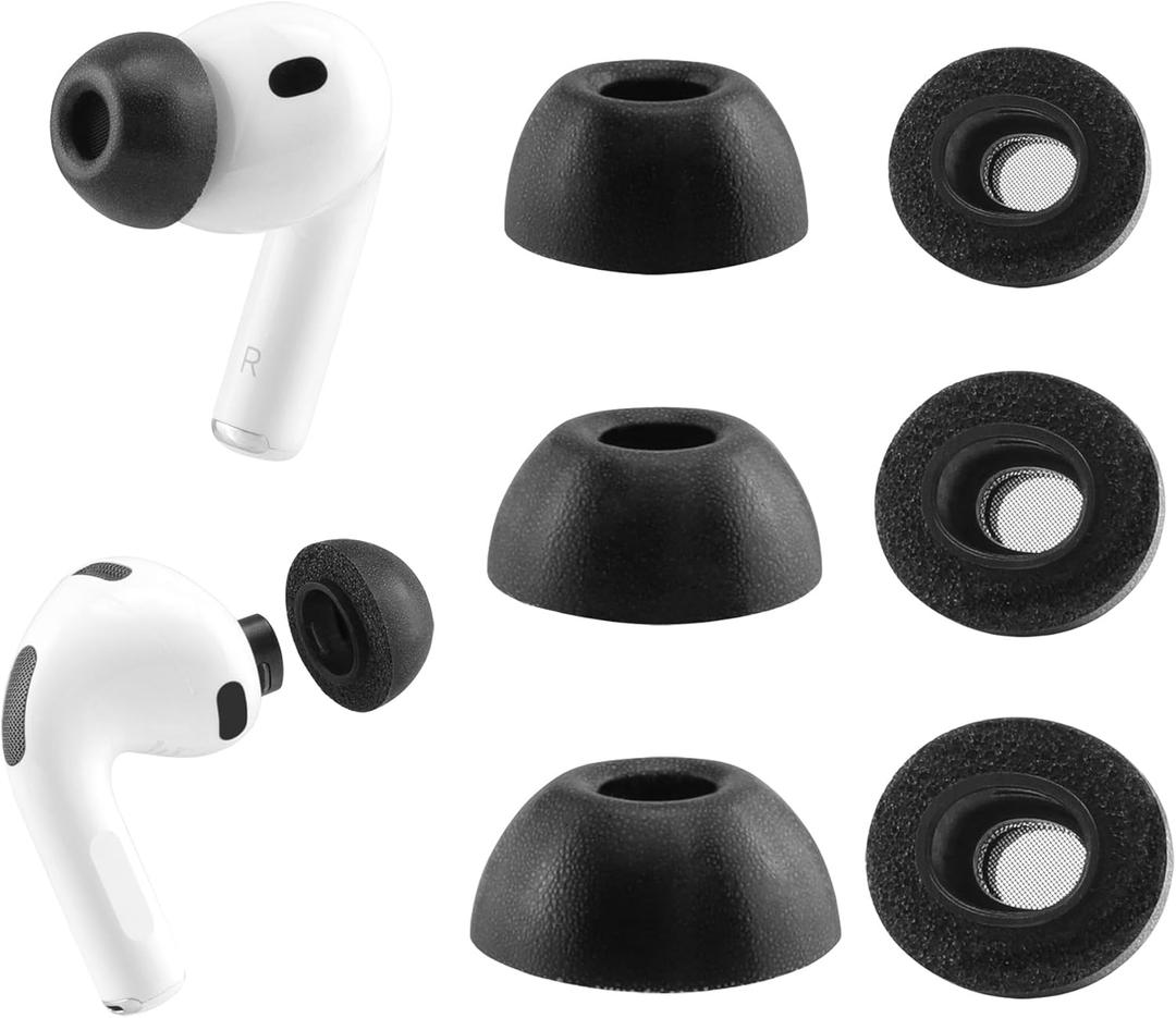 Replacement Memory Foam Ear Tips for AirPods Pro 3 Earbuds, Ultimate Comfort, Compatible with AirPods Pro 3rd Generation 2025, 3 Pairs (Black, Assorted S/M/L)