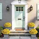2 x 8 Bundles Artificial Roses for Front Door Outdoor Decor, Realistic Fake Silk Bouquets Flowers Faux UV Resistant Real Looking Rose Plants for Garden Balcony Farmhouse Home Spring Summer Decor (Yellow)
