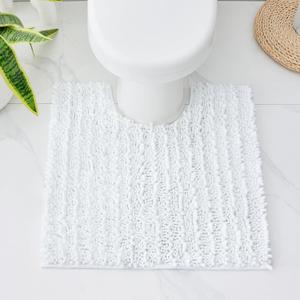 White Toilet Rug 24x24 Non Slip Plush Bathroom Floor Mat U Shaped Washable Contour Rug for Toilet Absorbent Thick Foot Rug