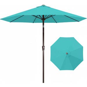 9FT Auto-Tilt Patio Umbrella|Outdoor Market Table Umbrella with 8 Fiberglass Ribs for Pool,Deck&Backyard