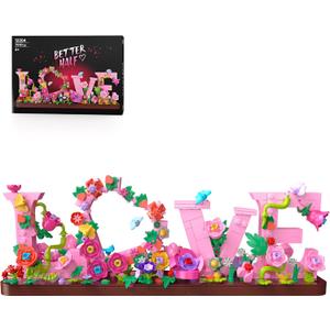 LOVE Heart Floral Building Kit, 791PCS DIY Romantic Flower Brick Set, Creative Anniversaries Gifts for Women & Men, Valentine's/Mother's Day, Home & Desk Decor, Present for Ages 6+ Kids Girls Adult