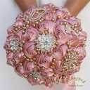 Bridal Wedding Bouquet Round Holding Bouquet Throw Toss Artificial Rose Flower Bunch for Bride Bridesmaid Wedding Quinceanera(Blush Pink, 7.1")