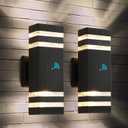 tewei Dusk to Dawn Outdoor Wall Lights Fixture, Up and Down Porch Lights Outdoor Wall Black Modern Exterior Lights, IP65 Warm White 3000K Waterproof LED Wall Sconce for House Garage, 2 Pack