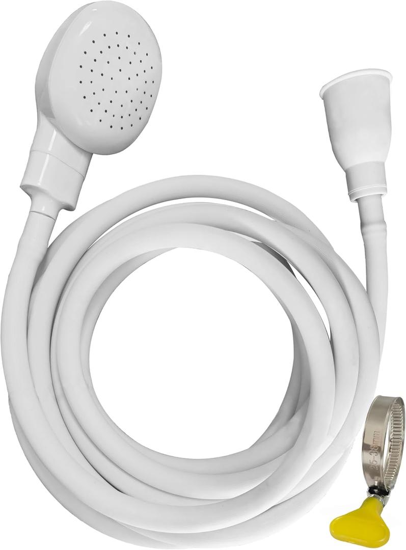 Portable Shampoo Sink Spray Hose, Faucet Attachment with Nozzle for Hair Washing, Baby & Pet Bathing, Vegetable Rinsing, White (White, 5M/16.4FT)