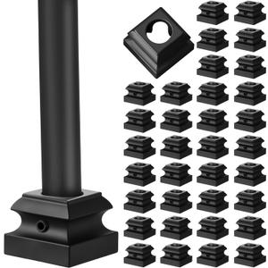 Iron Baluster Shoes Flat Shoe with Screw Set Suitable for 5/8 Inches Round Staircase Balusters Metal Baluster Hardware Shoes Spindle Railing Indoor Outdoor Handrail (32 Pcs)