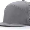 YuMENo Men's Flat Brim Baseball Cap Mesh Back Quick Dry Adjustable Performance Trucker Hats (Gray)