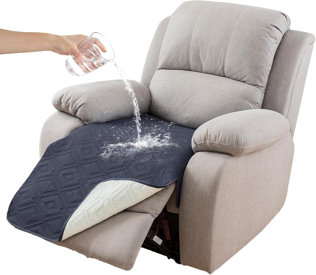 Genina 100% Waterproof Recliner Chair Covers, Anti-Slip Recliner Cover Dog Chair Cover Furniture Protector, Chair Sofa Slipcover for Pets Dogs, 1 Piece (Navy Blue, Recliner) (Recliner (1 Piece 23.6x39.3 Inch))