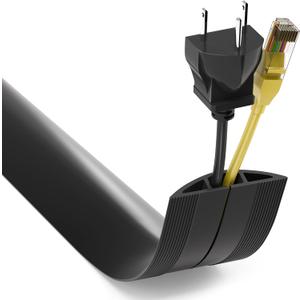 ZhiYo Floor Cord Cover 10ft, Cord Hider Floor Hide Extension Cords, Cable Management Prevent Cable Trips, Floor Cable Cover Wire Covers for Cords, Cable Protector Cord Cavity W0.6in H0.32in Black