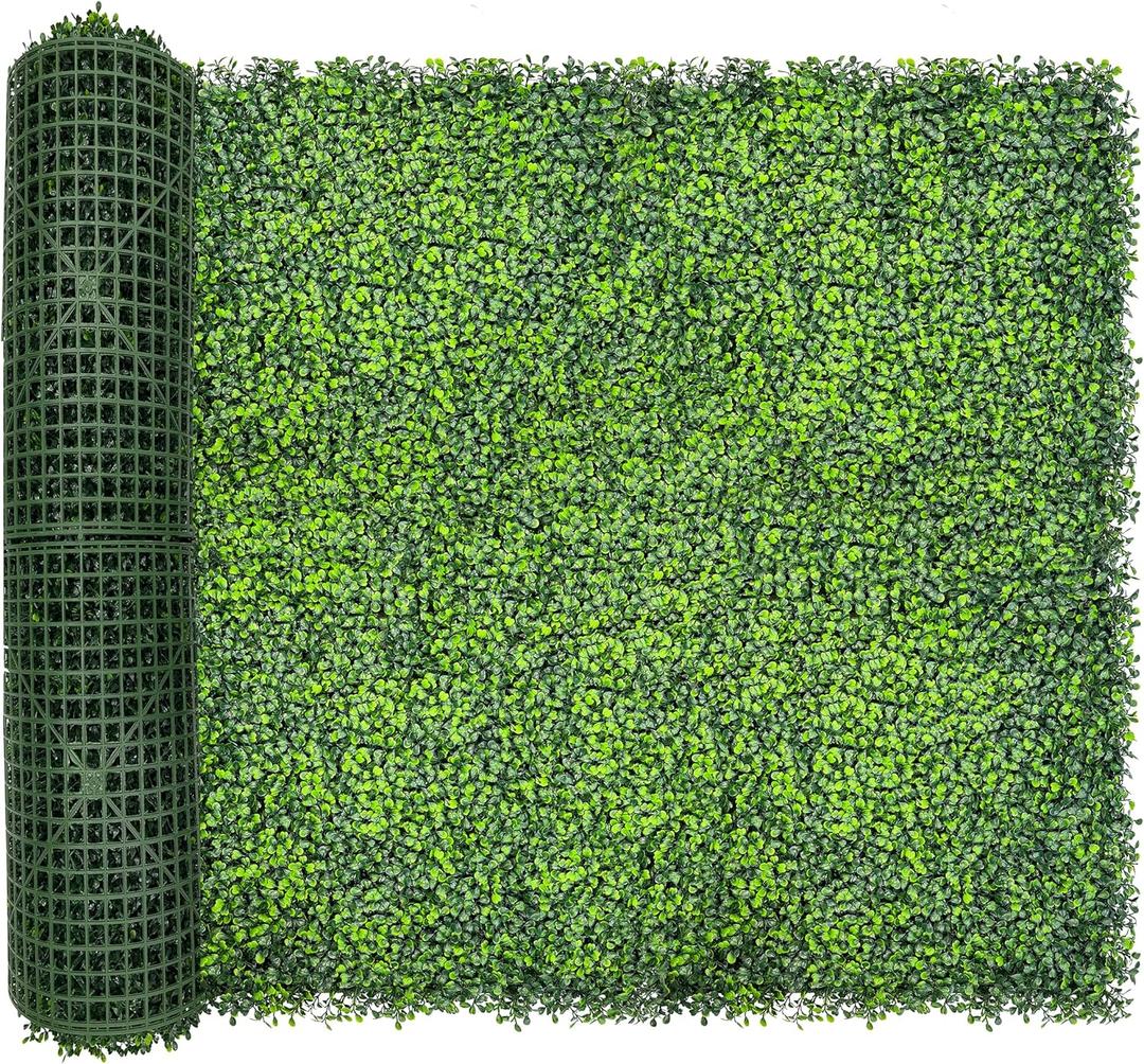 Artificial Ivy Privacy Fence Screen,128"x 48" (43 SQFT) UV-Anti Faux Boxwood Roll Grass Wall Panels for Patio Balcony Privacy, Garden, Backyard Greenery Wall Backdrop Decor