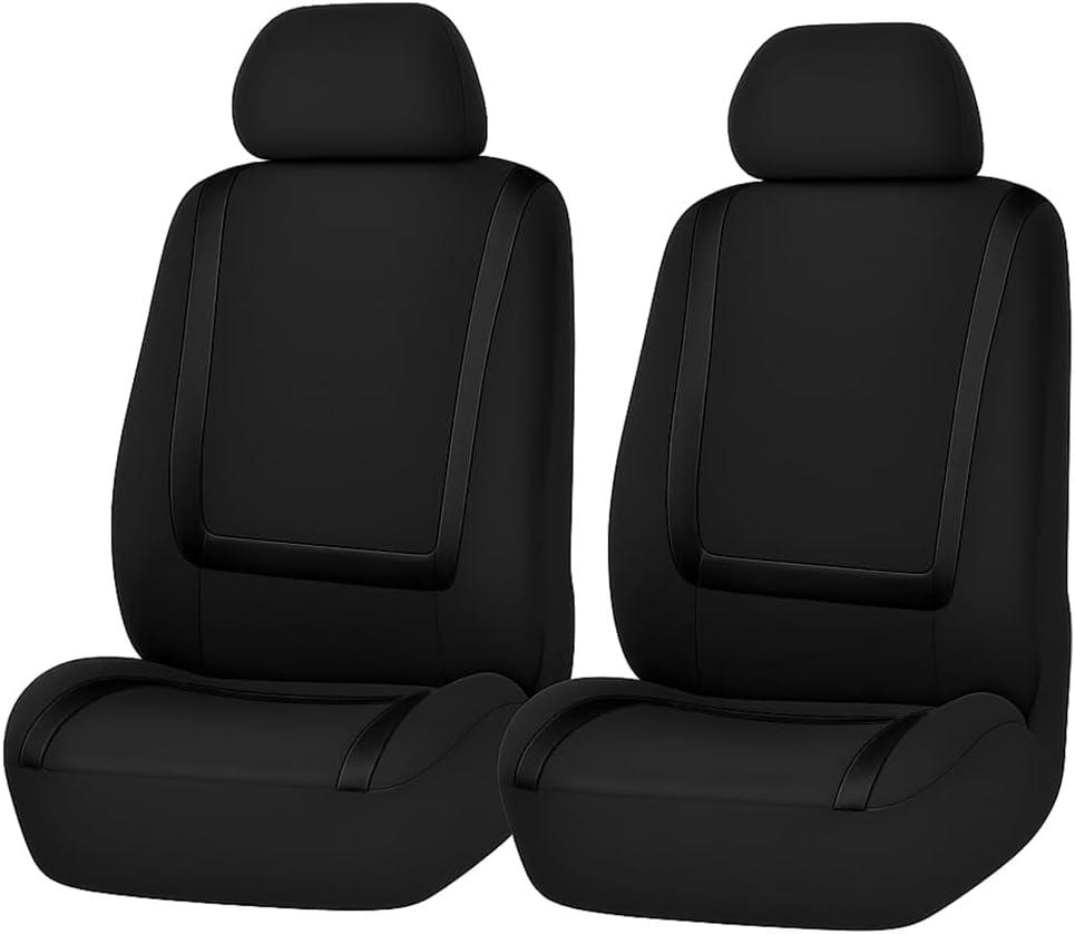 BELOMI Car Seat Covers Only, Breathable Premium Cloth Auto Seat Cover, Universal Front and Rear Seat Covers, Automotive Interior Accessories for Most Cars Trucks SUV (Black) (4PCS)