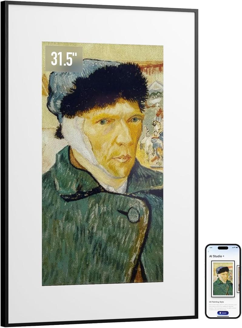 SwitchBot AI Art Frame 31.5'', Electronic Ink Picture Frame, Wireless Digital Photo Frame, Long Battery Life, Alexa Compatible, Wall Decoration, Home Décor, AI-Generated Art, Gift for Art Lovers