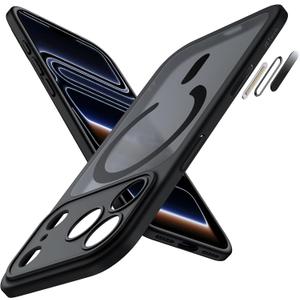 Magnetic for iPhone 17 Pro Max Case Built in Screen Protector [Compatible with MagSafe] Military-Grade Protection Full Body Shockproof Slim Translucent Matte Women Girls Men, Black