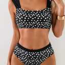 Eomenie Women's Square Neck Bikini Sets Wide Straps Two Piece Swimsuit Retro Mid Waisted Bathing Suit