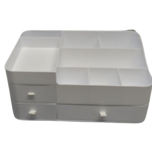 HBlife Makeup Organizer & Skincare Storage  Large Cosmetic Organizer with 3 Drawers, 8 Compartments Vanity Storage Box for Bathroom Counter, White