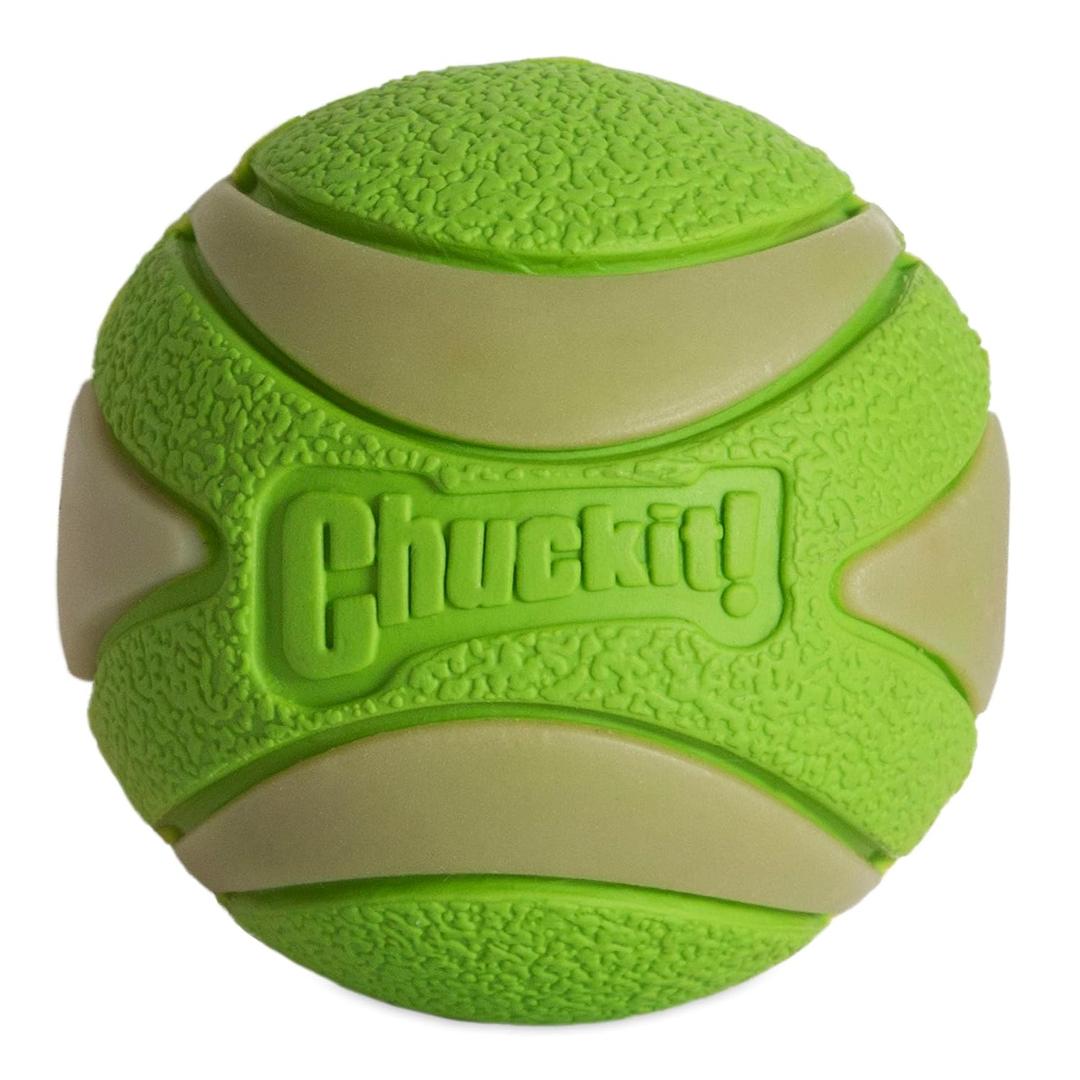 Chuckit! Max Glow Ultra Squeaker Ball, Medium (2.5 Inch Diameter), 1 Pack, for Breeds 20-60 lbs