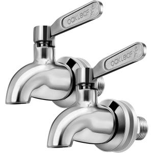 Oak Leaf Replacement Spigot for Beverage Dispenser, Stainless Steel Spigot for Drink Dispenser, Water Dispenser Faucet, Food Grade, 2 Pack
