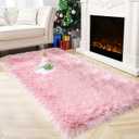 Noahas Fluffy Pink Rugs for Bedroom Girls,Faux Fur Rug,2x6 Long Hallway Runner Rug,Faux Sheepskin Rug,Washable Fuzzy Carpet,Shaggy Area Rugs for Living Room Decor