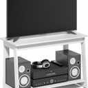 Furinno Beginning TV Stand, 2-Tier Rectangular Entertainment Center with Open Shelf, TV Console for TV up to 36 Inch, Open Back, for Living Room, Bedroom, White