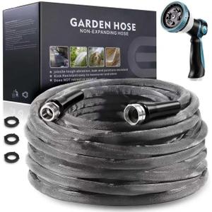 Relxitl Garden Hose 100feet, Water Hose with 10 Function Hose Nozzle, NON-Expandable Hose, Tough & Flexible, Lightweight, Crush Resistant Fittings, Kink & Tangle Free, Rust Proof for Watering