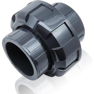 PVC Union Pipe Fittings, 1Pc 4inch Slip Union Coupling Adapter, Schedule 80, EPDM O-ring, Socket x Socket, Grey
