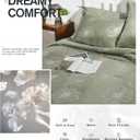 Comforter Set Queen Size, Floral Velvet Comforter with Soft Brushed Microfiber Reverse, All Season Cozy Velvet Bedding Sets, Fluffy Comforter Bed Set, Matching 2 Pillowcase, Olive/ 3 Piece