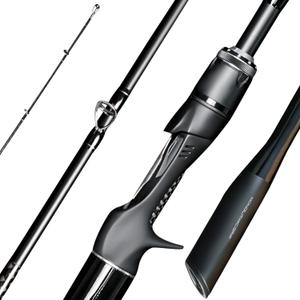 SEASIR Overcast Saltwater/ Freshwater Fishing Rod, BFS Spinning Rod 6'6/ 7'6/ 8'/ 8'6, 2 Piece Bait Casting Rod, Black Baitcaster Rod, Medium/ Medium Heavy, 36T Carbon Fiber, Fuji O, Bass Catfish Trout Rod