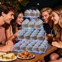 YestBuy 4 Tier Acrylic Cupcake Stand Afternoon Tea Cake Stand Large Cupcake Stand Cupcake Tower Cupcake Holder for Pastry + LED Light String Ideal for Weddings Birthday Bar Party Dcor (Blue Light)