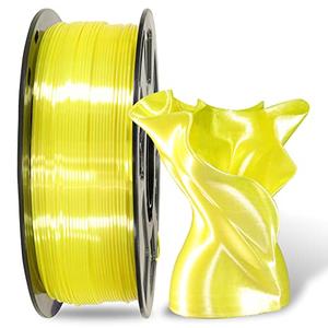 Silk Yellow Shiny PLA 3D Printing Filament, 1KG 2.2Lbs 1.75mm 3D Print Material with High Diameter Accuracy, Neatly Wound Silk PLA Widely Support for FDM 3D Printers by MIKA3D