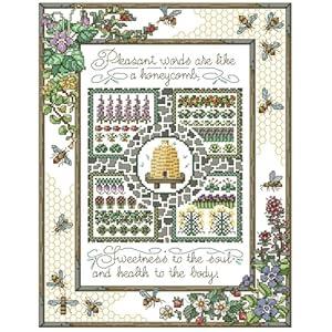 ITSTITCH Stamped Cross Stitch Kits - Full Set of Embroidery for Beginners or Adults, 14 CT 2 Strands DIY Bees Patterns Counted Arts Craft 33×41 cm