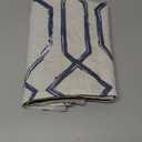 jinchan Linen Valance Curtain Moroccan Tile Print Valance for Windows Diamond for Living Room 18 Inch Double Layer Blackout Geometric Window Overlay Rod Pocket 1 Panel Blue on Beige