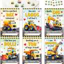 2 x MAPDTWO 36 Packs Construction Valentines Day Cards - Construction Valentines Day Card for Classroom School, Boys, Children - 3.2''x 4.7'' Cute 6 Designs Exchange Cards