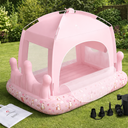 QPAU Princess Inflatable Toddler Bed with Tent, Blow Up Toddler Travel Bed with Sides, Portable Kids Air Mattress for Girls, Ideal for Home, Grandma’s, Camping & Sleepovers – Includes Electric Pump