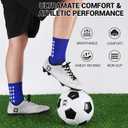 Ultrafun 5 Pairs Mens Grip Soccer Socks Non Slip Cushioned Crew Football Sports Socks (Blue)