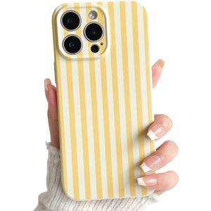 Lovmooful Compatible for iPhone 12 Pro Case Cute Color Striped with Aesthetics Design for Girls Women Soft TPU Shockproof More Protective Girly for iPhone 12 Pro Case-Yellow