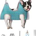 Supet Dog Grooming Hammock Harness for Dogs Cats, Relaxation Pet Nail Clipper Hammock, Restraint Dog & Small Animal Leashes Sling for Groomingk for Nail Trimming (Coral Blue, S) (S Max 30 LbLeg space: 5.2"-12.2")