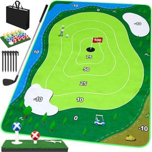 ODGG 6x5Ft Chipping Mat, Battle Royale Golf Set with Hitting Mat, 20 Grip Balls, Backyard Golf Games for Adults Family Outdoor Indoor