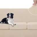 U-NICE HOME 4 Pieces Stretch Couch Cover Sofa Cover Washable Sofa Slipcover with Individual Seat Cushion for 3 Cushion Couch Sofa Pet Friendly(Sofa, Beige)