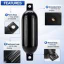 FUCNEN Boat Fenders 6 Pack 6.5" x 23" Boat Bumpers Fenders for Docking with Pump, 4 Fender Ropes, 304 SS Quick-Release Fender Hanger Clips, for Pontoon, Yacht, Sailboat, Docking & Rafting(Black)