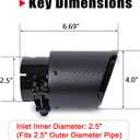 Carbon Fiber Exhaust Tip 2.5" Inlet to 4"Outlet, Universal Tailpipe 2.5 Inch Exhaust Muffler Tip (Matte)
